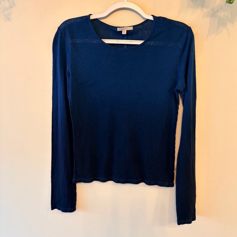 BRIXTON Linen Blend Ombre Long-Sleeve Crewneck Tee